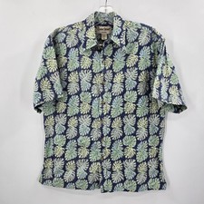 Cooke Street Honolulu Mens Small Blue Green Monstera Leaf Aloha Hawaiian Shirt