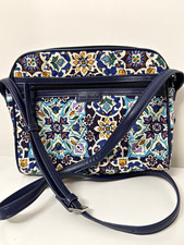 Vera Bradley Floral Zip Crossbody Bag Blue Mu...