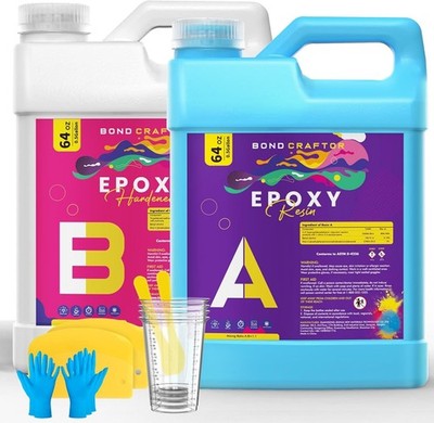 Bond Craftor Epoxy Resin Kit 1Gallon, Clear Crystal Resina Epoxica Food Safe,