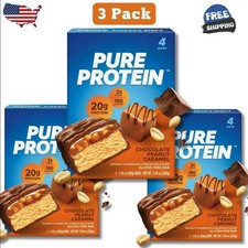 Pure Protein Chocolate Peanut Caramel Protein Bars 12 Total Bars 3 Pack