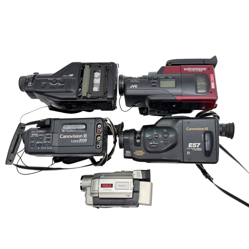 LOT of 5 Canon JVC RCA Sanyo Camcorders Vintage Retro Video Camera Recorders