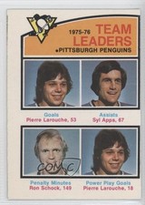 1976-77 O-Pee-Chee Team Leaders Pierre Larouche Ron Schock Syl Apps Jr #392 0a1