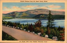 POSTCARD ARCADIA NATIONAL PARK MAINE EAGLE LAKE FROM CADILLAC MOUNTAIN ROAD