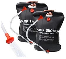 DkOvn Solar Shower Bag, 5 Gallons/20L Camping Shower Bag, Portable 2 Pack Black