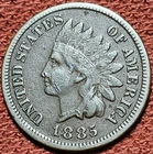 1885 INDIAN HEAD CENT ✪ VF Very Fine Details ✪ 1C Copper Coin