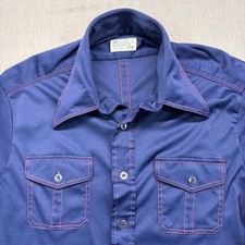 VTG Rockabilly Shirt Mens L Dagger Collar Disco JC Penney Button Short Sleeve