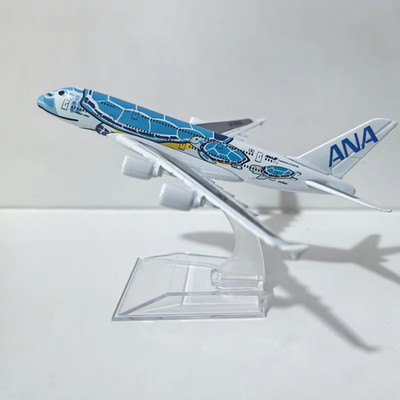 JASON TUTU 15cm ANA Airbus A380 Diecast Metal Plane Model Sea Turtle Livery