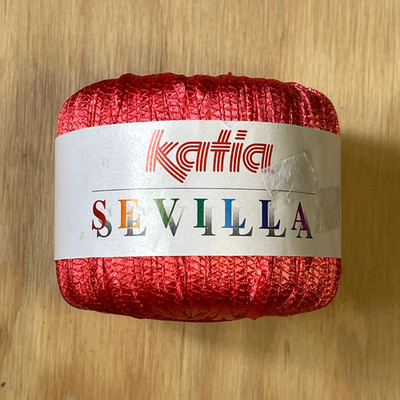    YARN Katia SEVILLA #59 Bright Pink Red 100% Nylon RIBBON Made in Spain RARE