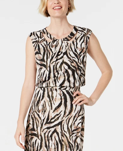 Kasper Women's Crossover Cutout Top Brown Size XX-Large - Picture 1 of 4