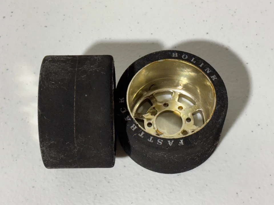 Bolink Fast Track Gold Vintage 1/10 Rear Foam On Road Pan Car Tires Wheels VGC - Image 3 of 4