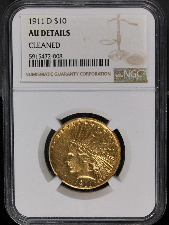 1911-D Indian Gold $10 NGC AU Details Key Date Nice Strike - Image 3 of 4