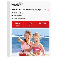 Koala Glossy Inkjet Photo Paper 11X17 Inches 48lb 100 Sheets Professional Glo...