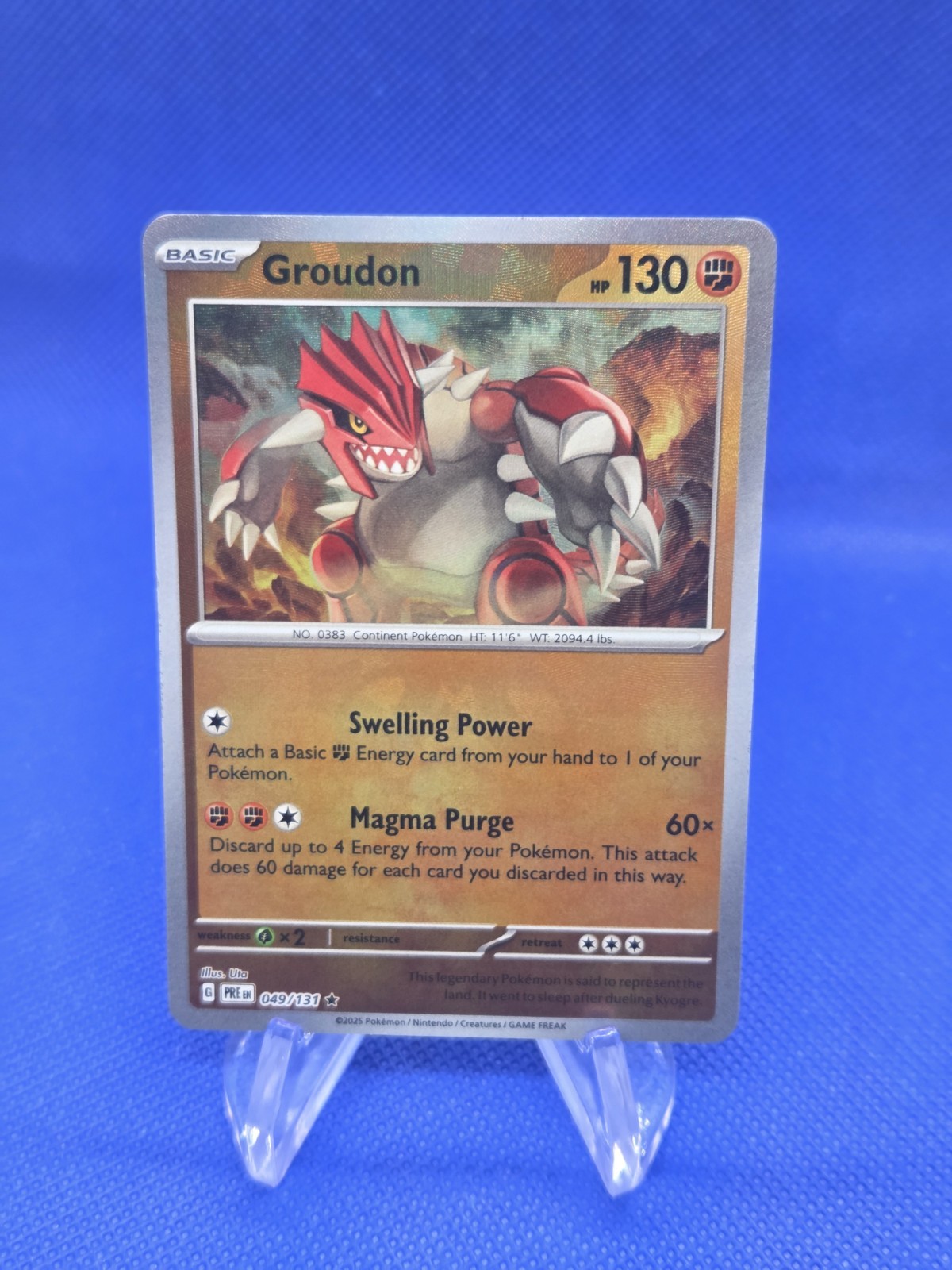 Pokemon Prismatic Evolutions Groudon 049/131 Master Ball Pattern LP - PRINT LINE