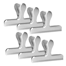 6 Pack Silver Chip Clips Bag Clips Food Clips,4.7 inch Stainless Steel Paper ...