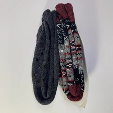 2 pair Legale Lodge Socks Mens Non Skid Black Nordic Pattern size 8-12 NEW