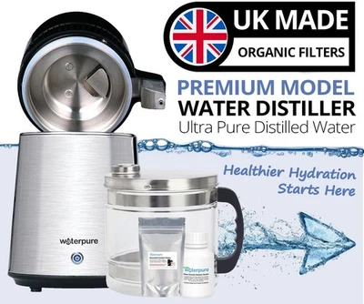 Water Distiller, Stainless Steel, Glass Jug, Latest Model - Water Pure - Image 1 of 4