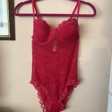 Secret Possessions pink lace bodysuit 36 B NWOT