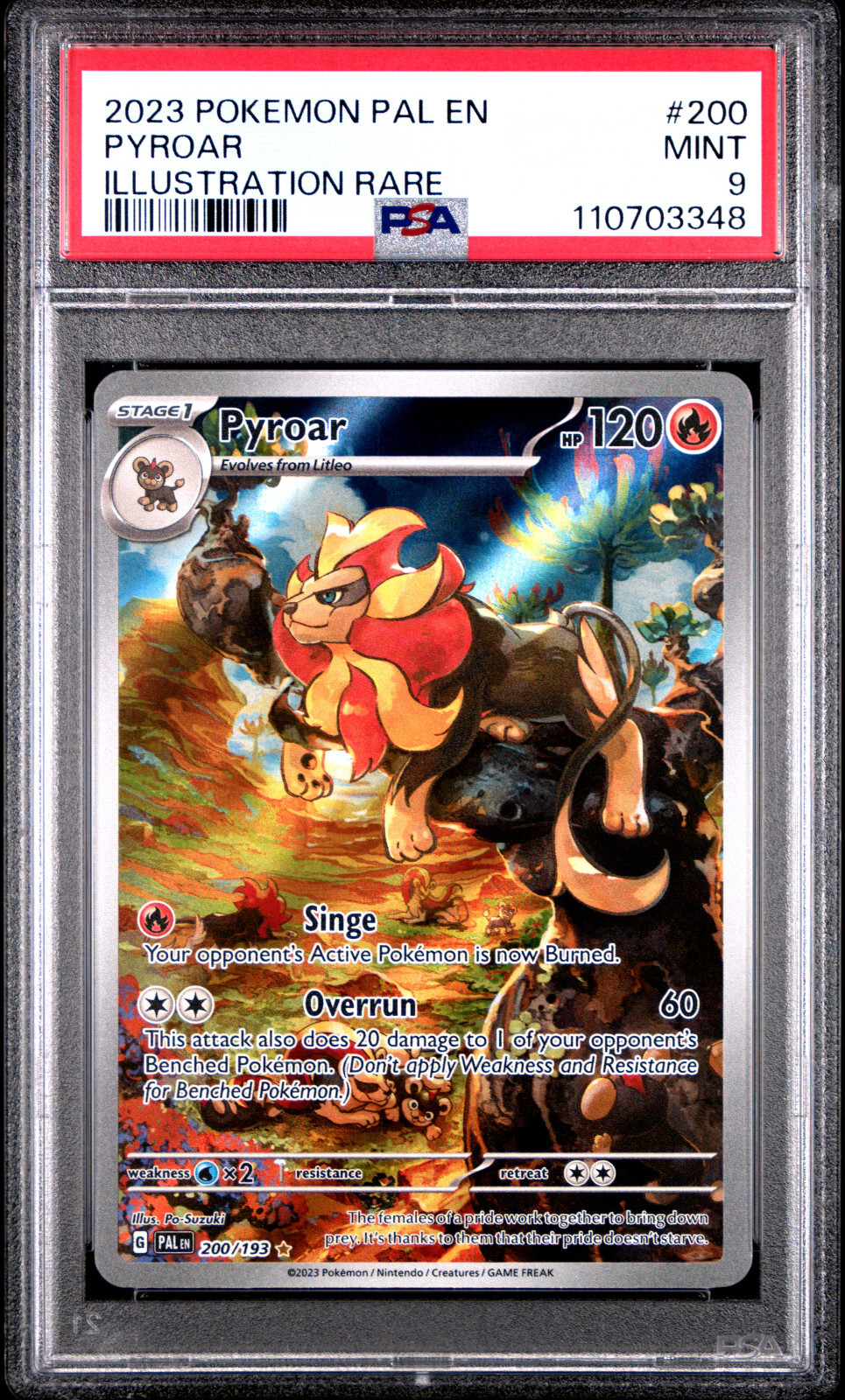 2023 POKEMON PAL EN-PALDEA EVOLVED ILLUSTRATION RARE #200 PYROAR PSA 9