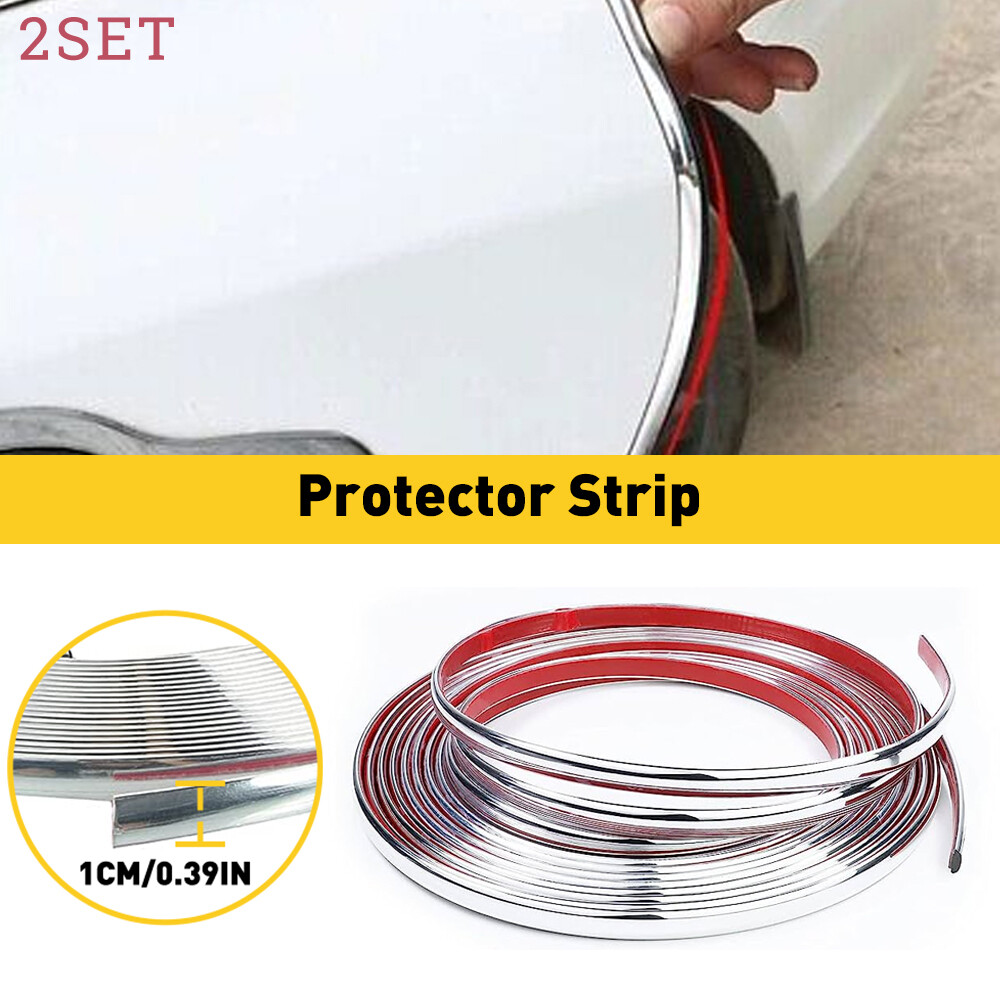 2set 7.5M 10mm Chrome Trim Molding Strips Car Door Body Window Bumper Side Prote