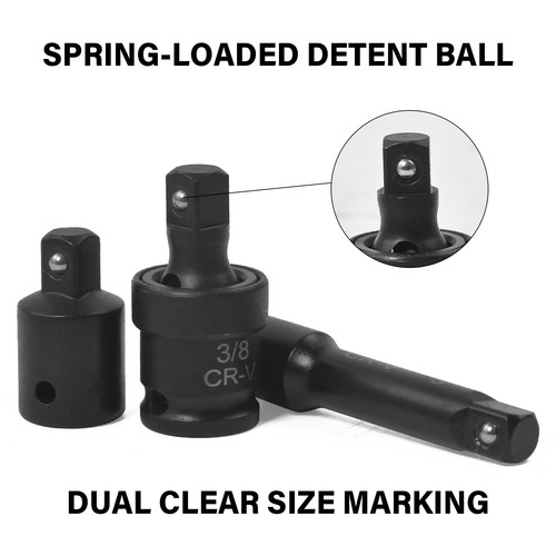 3/8" Drive Impact Socket Set, 49 Piece 6-Point Standard SAE & Metric Sockets US - Picture 6 of 16