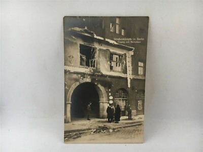 German Revolution Berlin Postcard 1919 RPPC Strassenkampf Marine House Damage