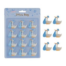 Mega Crafts - Boy Stork Carrying Poly Resin Embellishments - Blue, Set of 12PCS