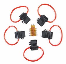 5 Pack 8 Gauge ATC In-line Fuse Holder 7.5 AMP Fuse w/ Cover Waterproof Alarm
