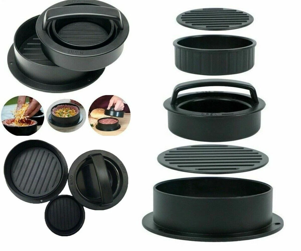 Molde para hacer hamburguesas 3 en 1 ABS antiadherente plástico carne barbacoa