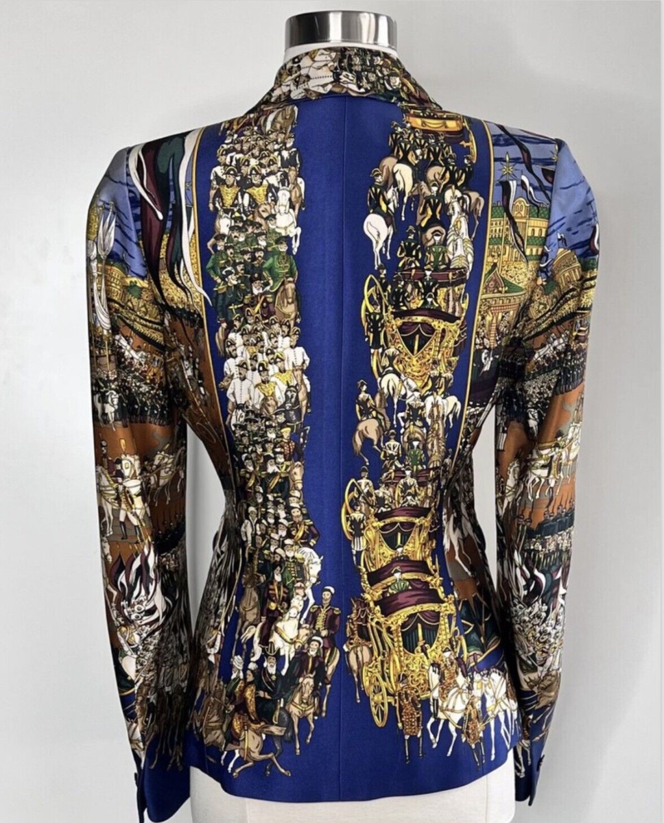 【新作】HERMES Veste smoking ジャケット Hermes Vintage Jacket Grand Cortege A Moscou Silk Scarf