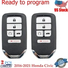 2 For 2016 2017 2018 2019 2020 2021 Honda Civic Smart Remote Car Key Fob KR5V2X