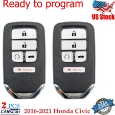 2 For 2016 2017 2018 2019 2020 2021 Honda Civic Smart Remote Car Key Fob KR5V2X