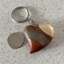 Multicolored Wood Toned Heart Love Keychain Key Ring 47634