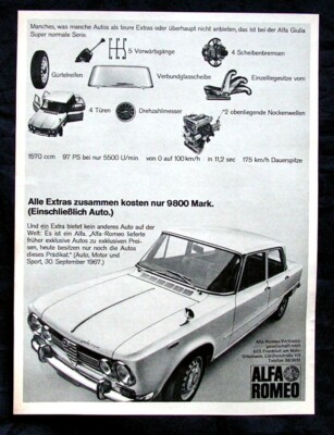 Alfa Romeo Giulia Super,  originale Werbung aus 1967