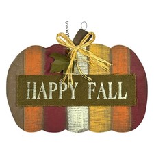 Happy Fall Pumpkin Sign- Burlap/Wood Autumn Fall Decor Decoration, Brown, Orange