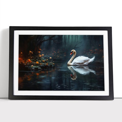 Swan Photograph 8K Framed Canvas Wall Art Print Poster Picture, Home ...