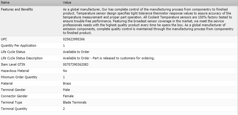 SMP STANDARD Coolant Temperature Sensor for 2012 FORD FOCUS - Image 4 of 4