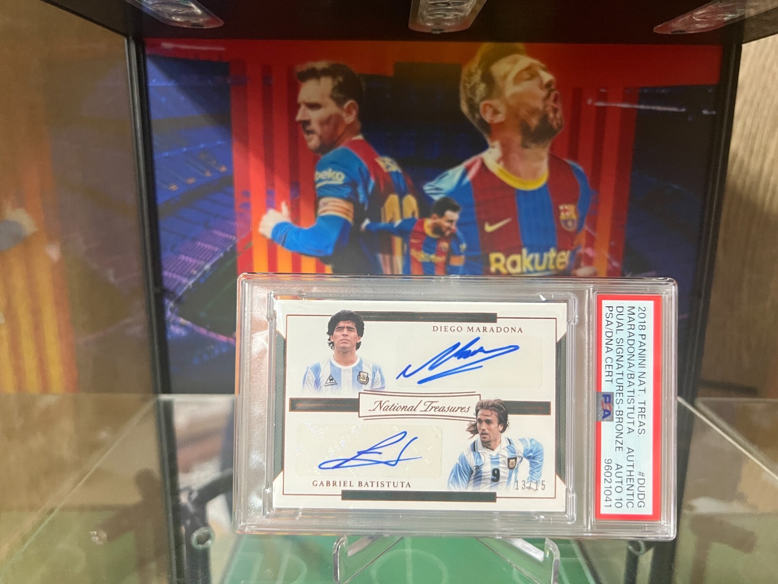 2018 National Treasures Maradona/Batistuta Bronze Dual Auto /15 PSA 10 view 10