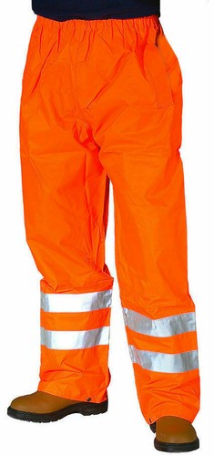 Pantalones impermeables Hi Vis Viz visibilidad trabajo ropa seguridad sobre pantalones - Imagen 4 de 8