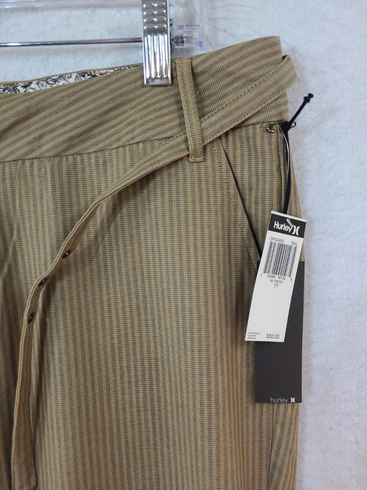 NEW Hurley Juniors 11 Biltmore Beige Striped Casual Pants Juniors 11 - Image 3 of 4