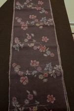 f-317 vintage tsumugi silk kimono fabric - flower sprays - 15" x 62"