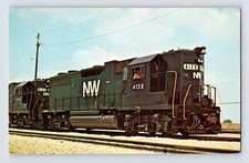 Postcard Norfolk Western Railroad Train GP38 Bellevue OH 1970s Unposted Chrome