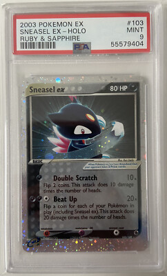 Sneasel ex Pokemon Ruby & Sapphire Holo 103/109 PSA 9 Mint Graded Card ...