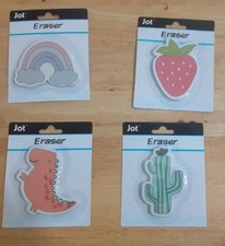 Lot of 4 Large Erasers 2.5"x 3" School Supplies Kid 4 