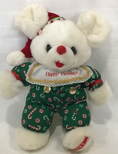 Vintage 1994 Christmas Plush Mouse Holiday Candy Small Gift Pocket Stuffed Toy
