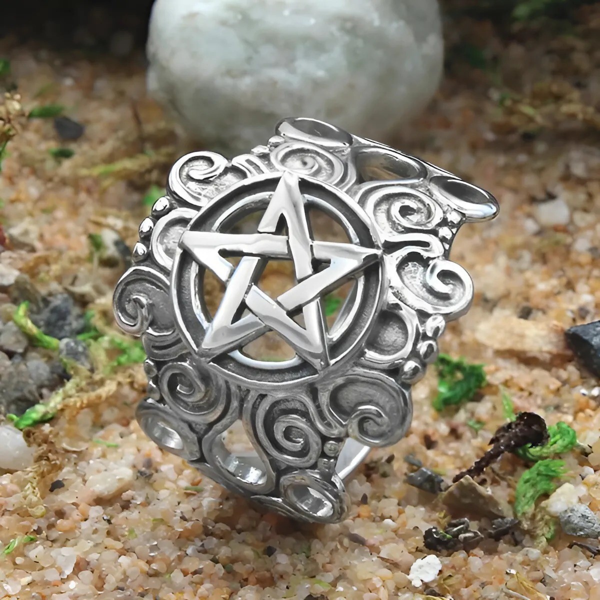 Anello Punta Argento Sterling Pentacle Corpo Gioielli Fascia - Foto 2
