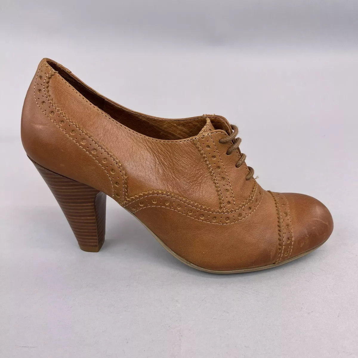 Office | Shoes | Olive Green Leather Womens Lace Up Brogues With Stacked  Heel Size 4 | Poshmark