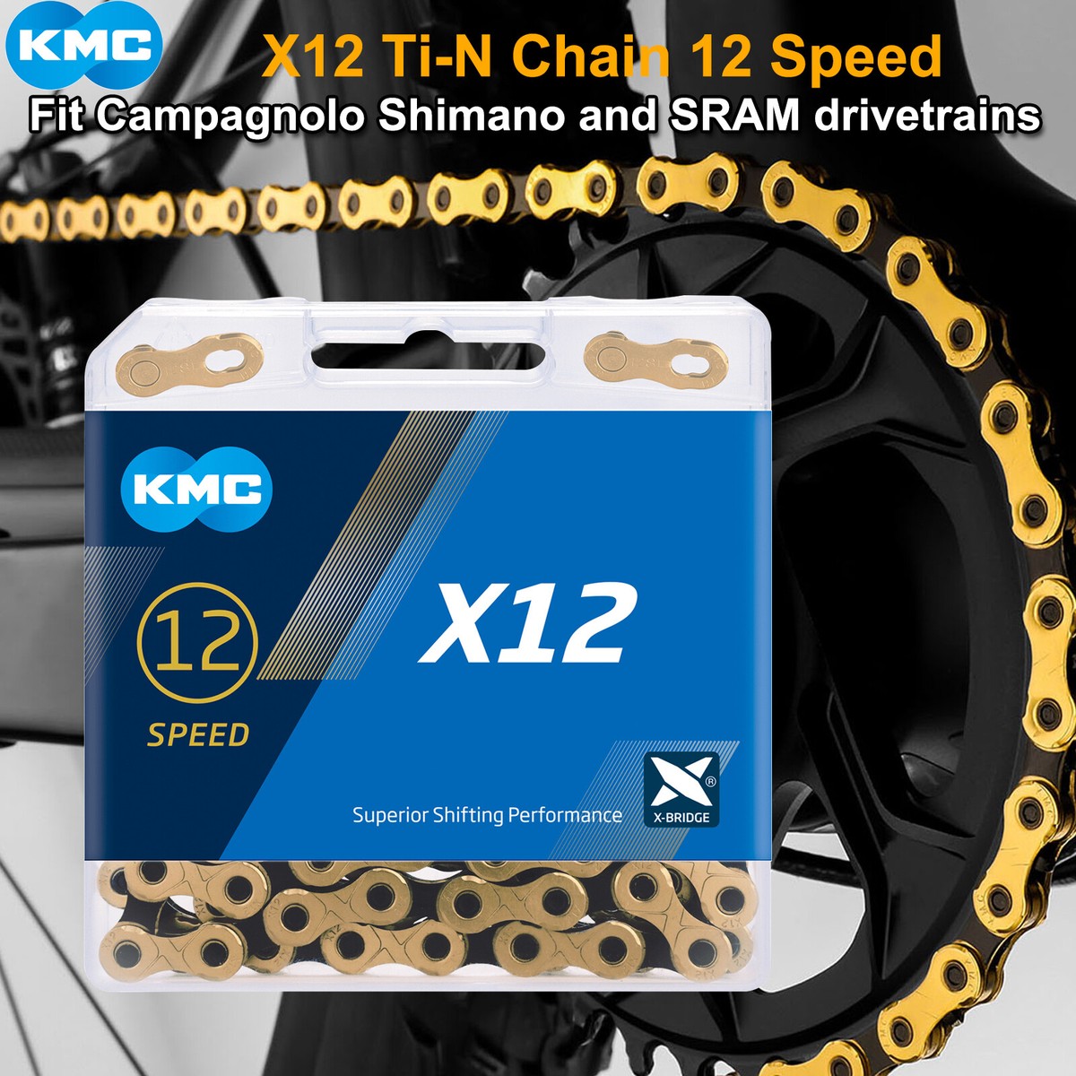 KMC X12 Ti-N Chain 12-Speed for Shimano SRAM Campagnolo Mountain