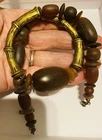 Vintage Amber Color Plastic Beaded Older Necklace Costume Jewelry Beads A703