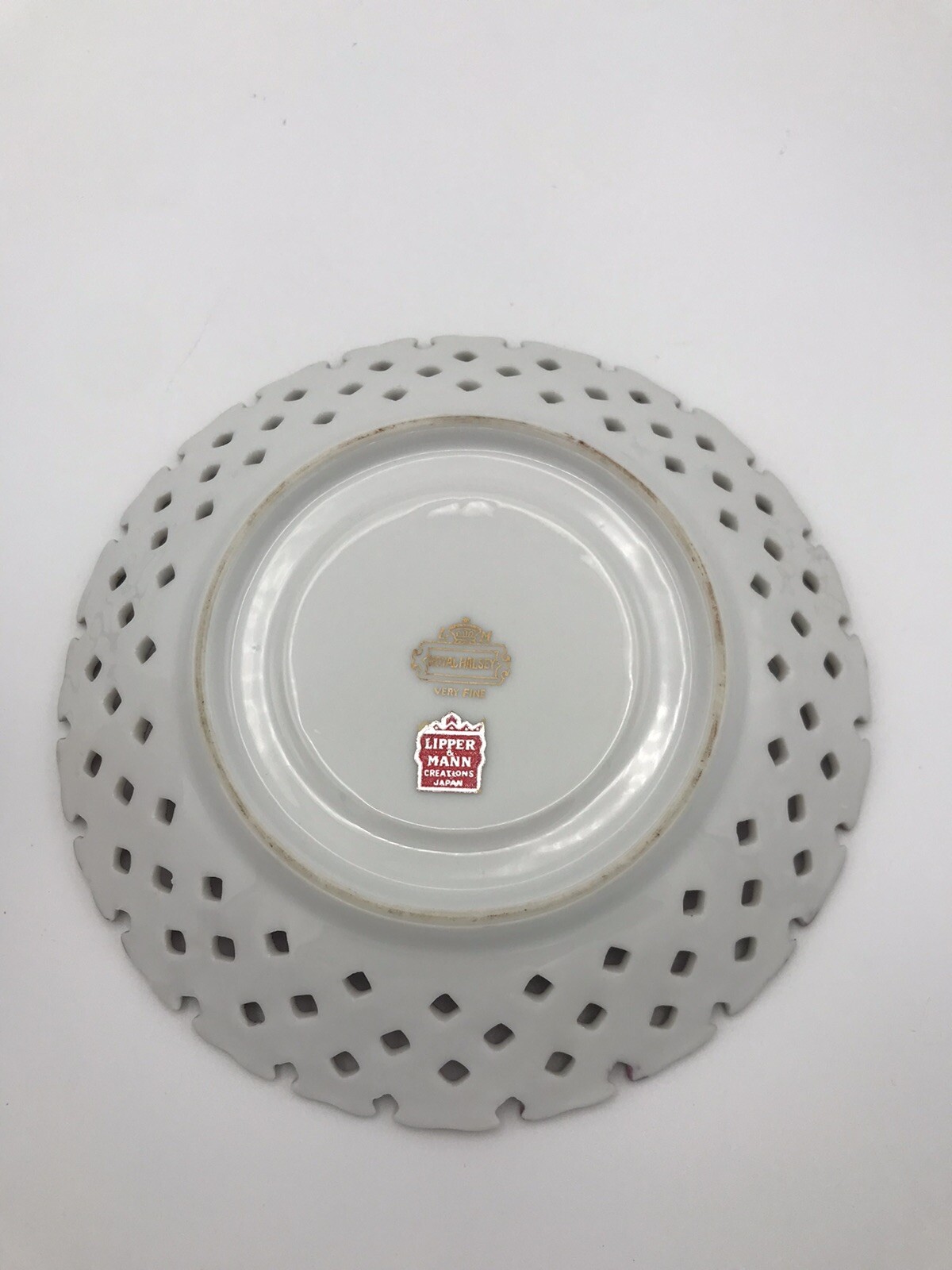 LM Royal Halsey Tea Cup & Saucer Very Fine Reticulated Gold Trim