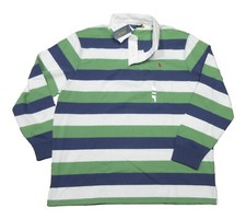 Polo Ralph Lauren Big  Tall Green Multi Stripe Classic Fit Rugby Polo Shirt